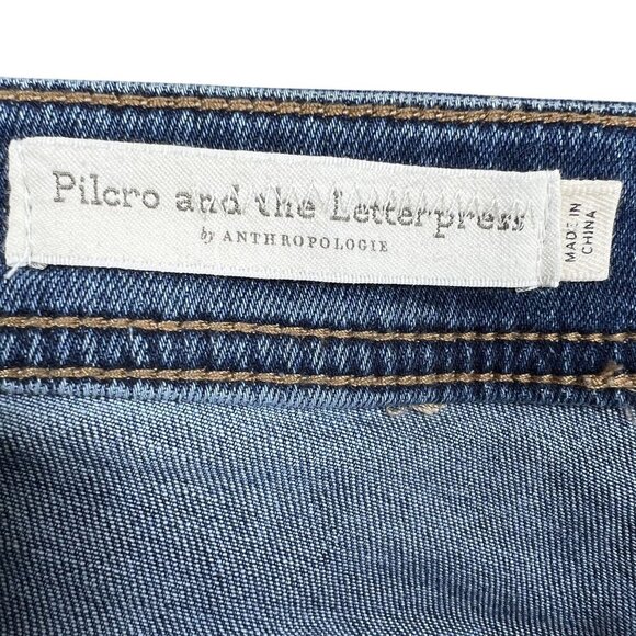 Pilcro & The Letterpress Womens 27 US 4 Flare Crop Jeans Side Zip Patch Pockets - Picture 11 of 16